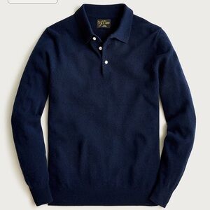 JCrew 100% Cashmere Sweater Collared Polo  - Navy Blue BNWT